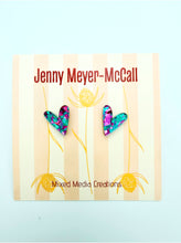 Load image into Gallery viewer, Blue &amp; Purple Confetti Heart Post Earrings
