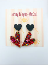 Load image into Gallery viewer, Confetti Heart Dangles: Black Heart Post

