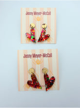 Load image into Gallery viewer, Confetti Heart Dangles: Gold Leaf Post
