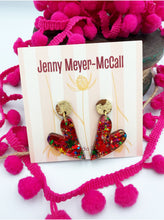 Load image into Gallery viewer, Confetti Heart Dangles: Gold Leaf Post
