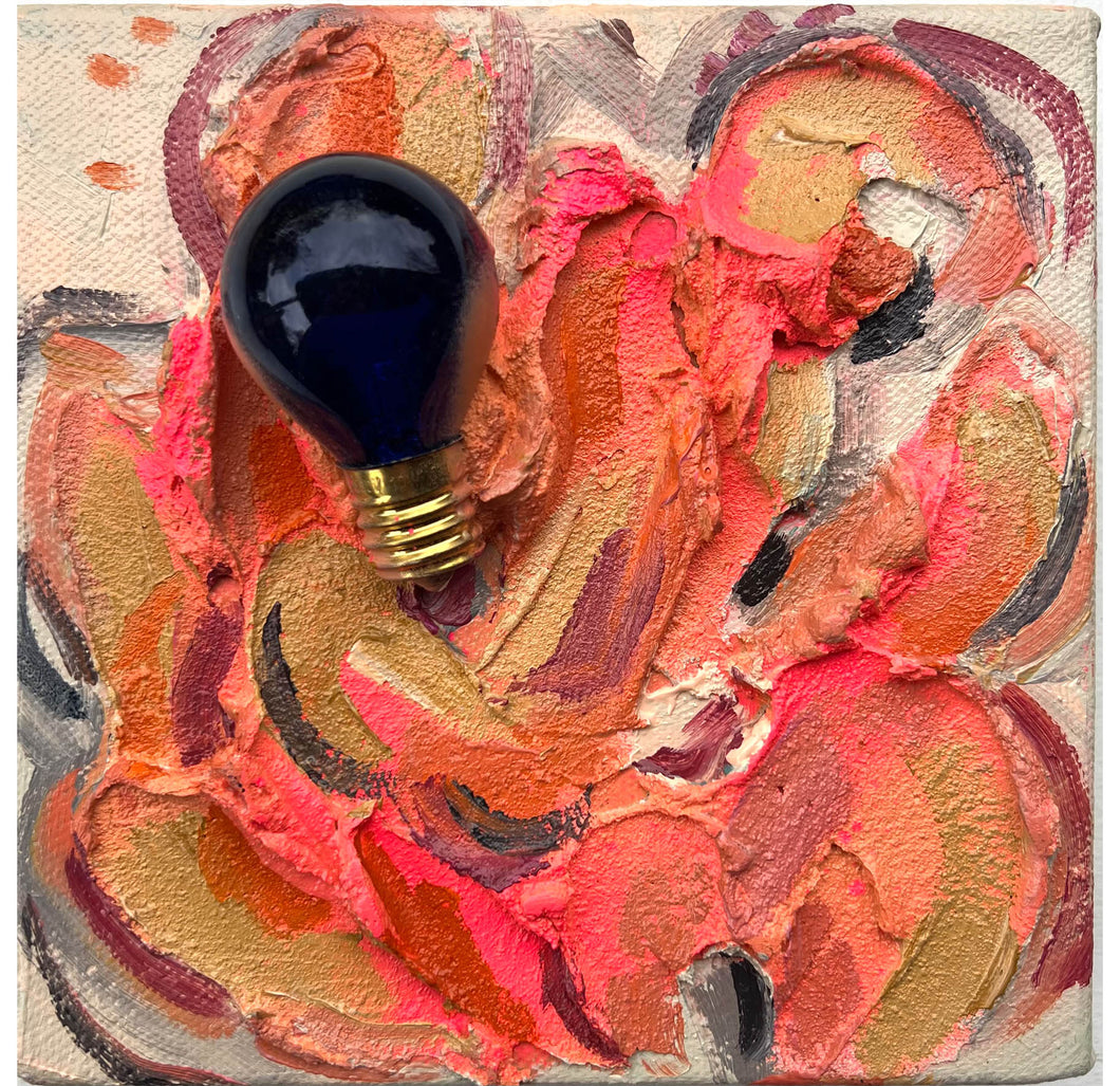 Plaza Light Bulb Painting: Cream and Blue 6x6