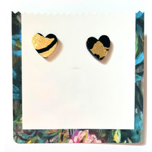 Load image into Gallery viewer, Black and Gold Heart Stud
