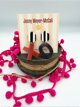 Load image into Gallery viewer, XO Red &amp; Black Sparkly Dangles: Black &amp; White Striped Large Posts
