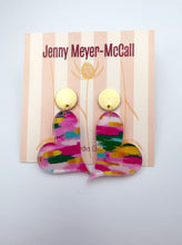 Load image into Gallery viewer, Striped Heart Dangles: Gold Colored Posts

